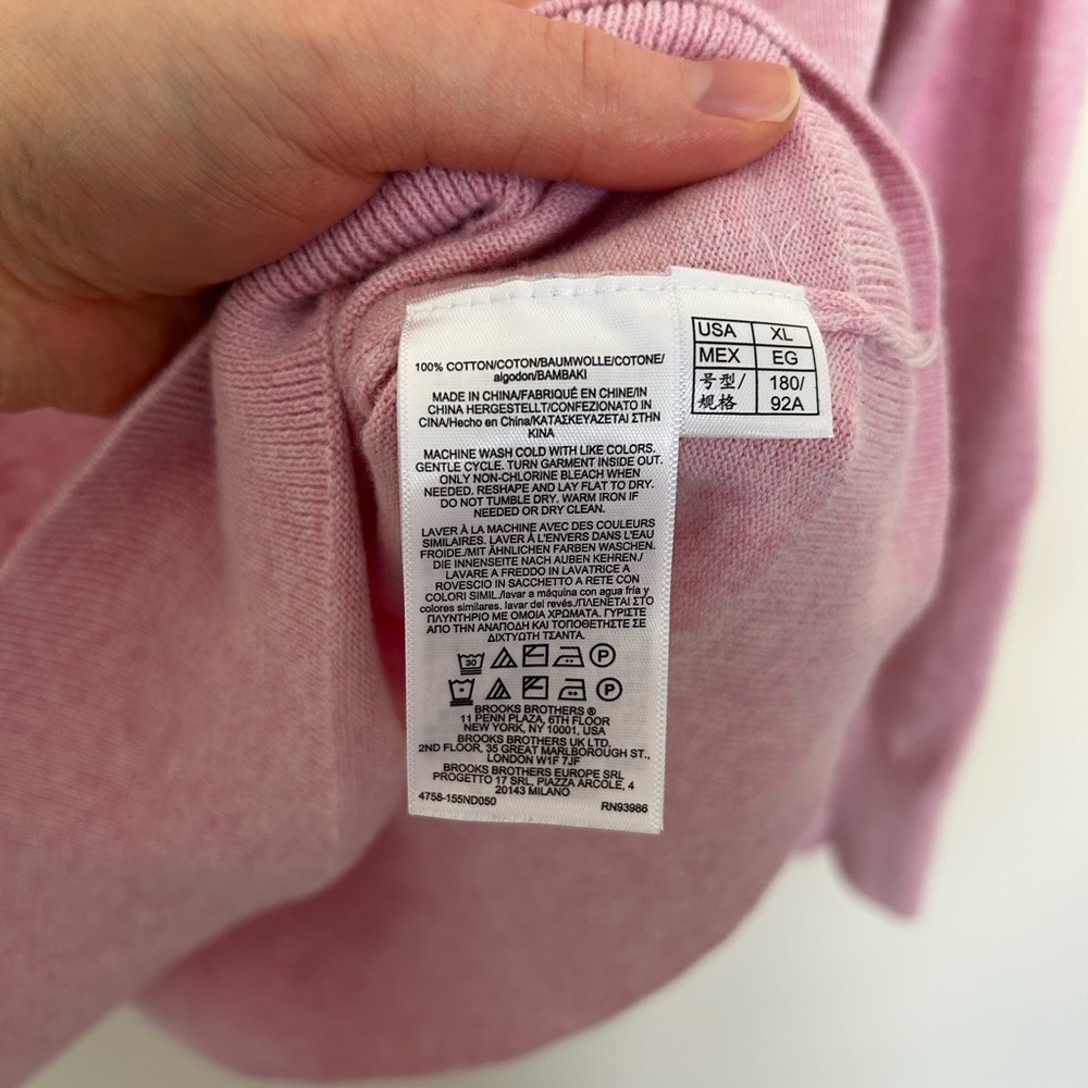 Brooks Brothers 100% Cotton Pink Sweater with Removable White Collar Size XL - Picture 3 of 7